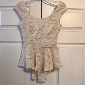 Lacey, open back, capped sleeve